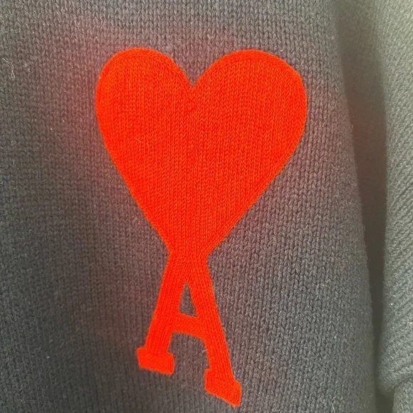 AMI Navy Sweater with Red Heart Logo- S size